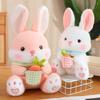 With Bib Bunny Animal Plush Doll Soft Adorable Bunny Dolls Carrot Rabbit Plush Toys  Children Girl