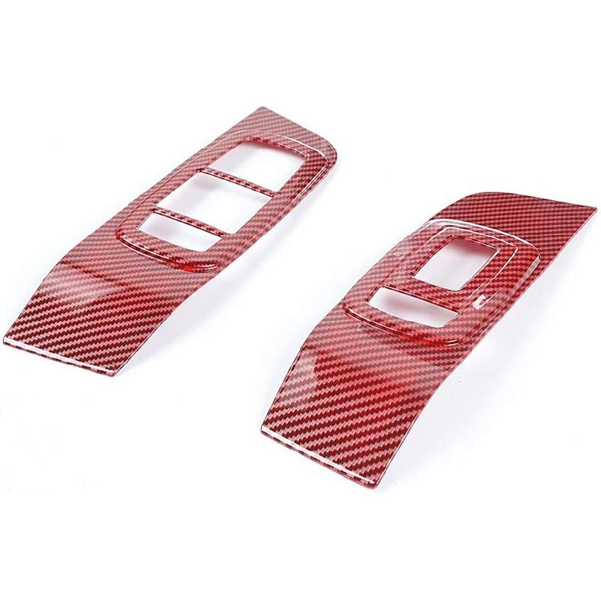 GZXinWei Inner Door Window Lift Panel for Dodge Challenger 2015-2023 Interior Cover Trim Red Carbon Fiber