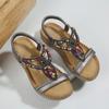 Bohemian Rhinestone Sandals For Womens Comfortable Round Toe Beach Vacation Plus Size Sandal Zapatos Para Mujer Sandalias Planas