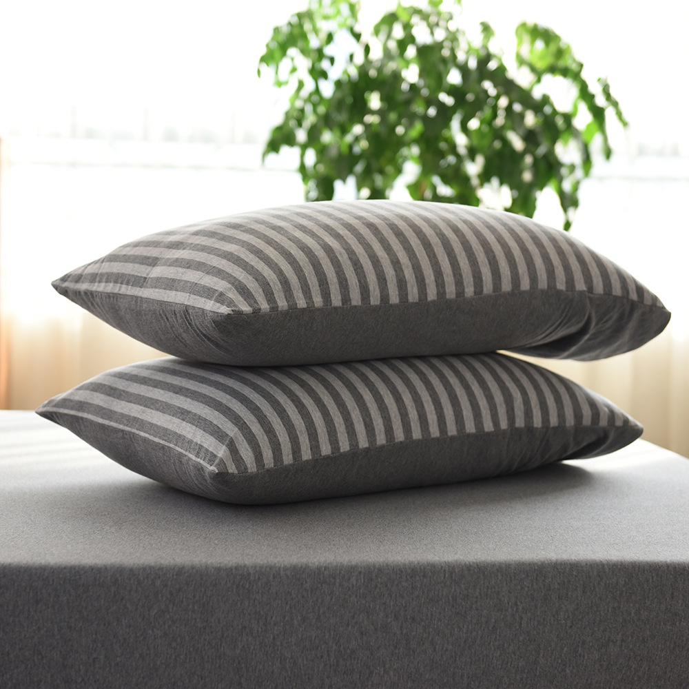 Pure Cotton Jersey Striped Bedding Set: Pillowcase, Duvet Cover, Fitted Sheet - Ideal for Dorms