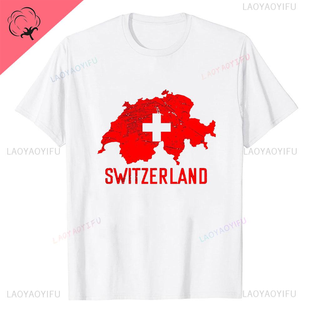 Super Swiss Proud Switzerland Flag T Shirts Man ShortSleeve Fashion Hipster T Shirt Clothing Casual Summer Basic Loose Tee
