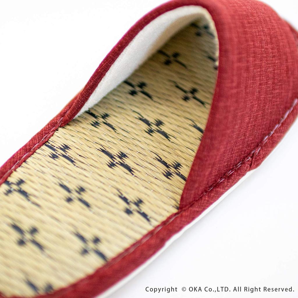 OKA Tatami Größe Rote Füße bis Igusa Japanisch 4548622995152 Japanisch hergestellte Hausschuhe, M, (Passt für 24cm, Gras, Stil)