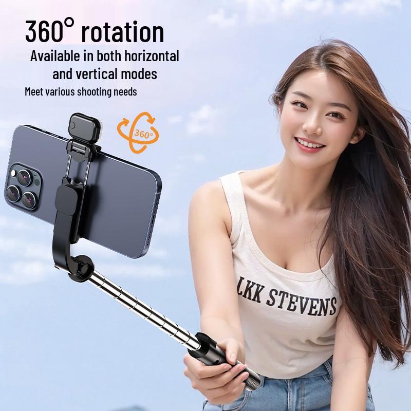 1.7m Universal Phone Selfie Stick with Stand, Fill Light, Bluetooth Remote, and Beauty Mode for Live Streaming