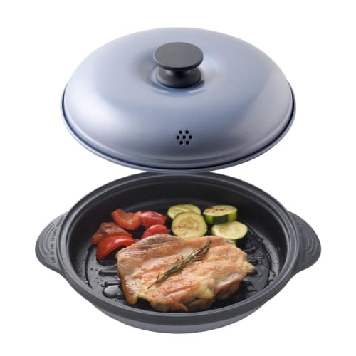 Anything Microwave Cooker, Renchin Magic Grill, Boiling, Steaming, Grilling, Easy Cleanup, Versatile, Round Shape, Recipe Included, RCMG-01