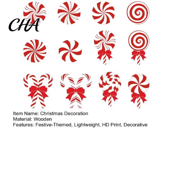Rustic Wooden Christmas Tree Pendants 12/24/36 Pcs Candy Decorations, Lollipop Picks for Tree, Red Decorative Hanging Candies Holidays White