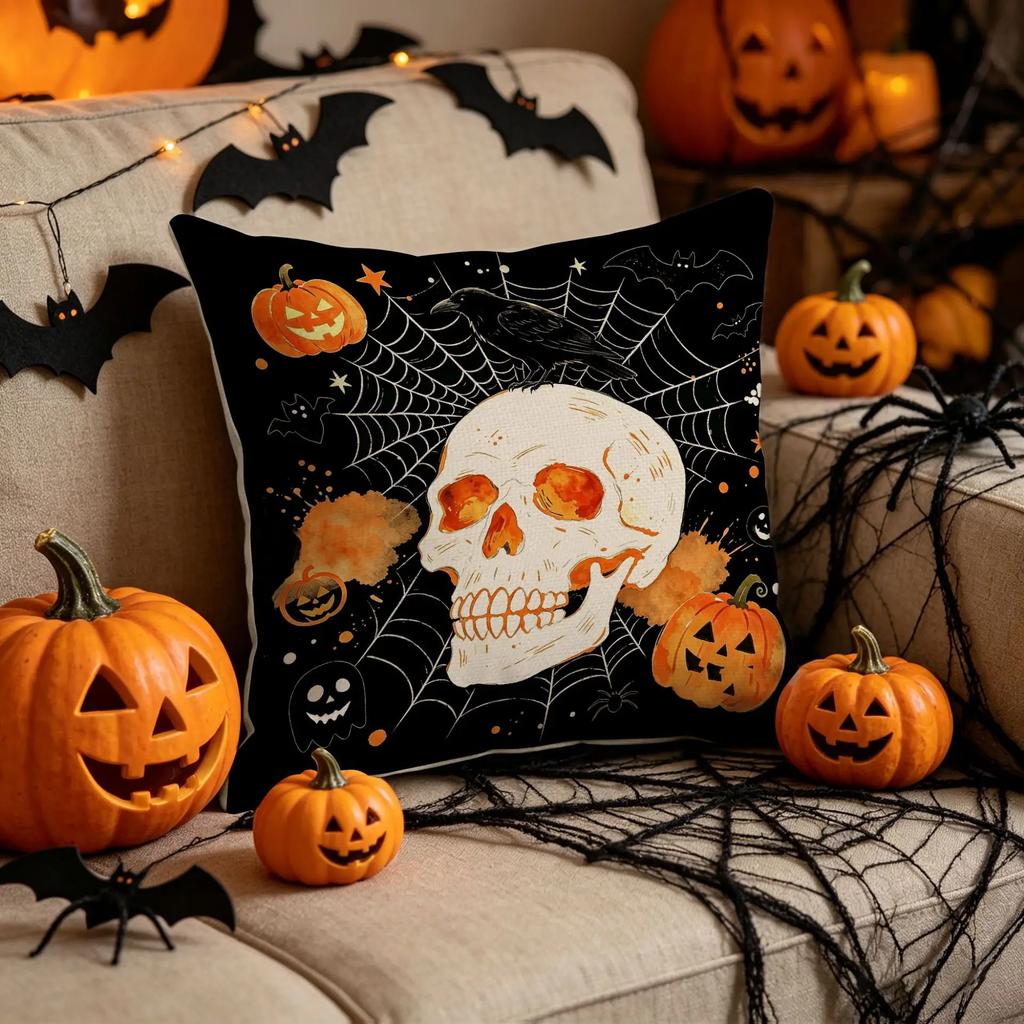 1pcs Halloween Printed Throw Pillowcase Cojines Scary Atmosphere Cushion Cover Living Room Decorative Sofa Pillow Covers 11x11cm