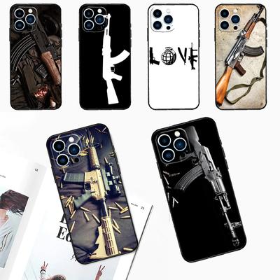 AK47 Handgun Gun BUllets Phone Case For iPhone 11 12 13 14 15 Pro Max Plus 12 13 Mini 7 8 SE X XR XS MAX Cover Shell