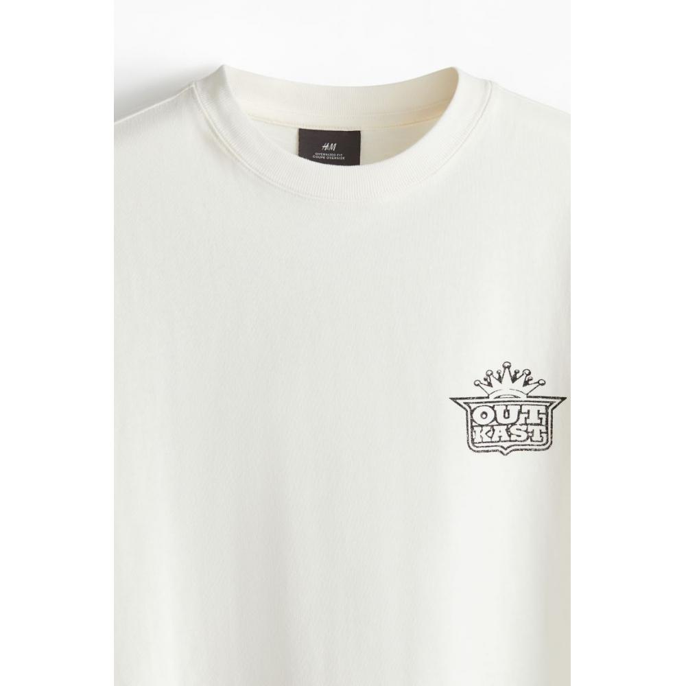 H M Oversized FiT T sHirT creaM ouTcasT