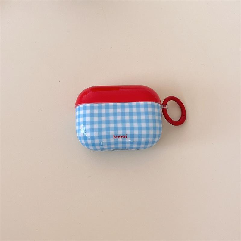 Red and Blue Plaid for AirPodsPro1 Apple Bluetooth Headset Cover 1/1/1 Generation 1011 Protective Case Creative
