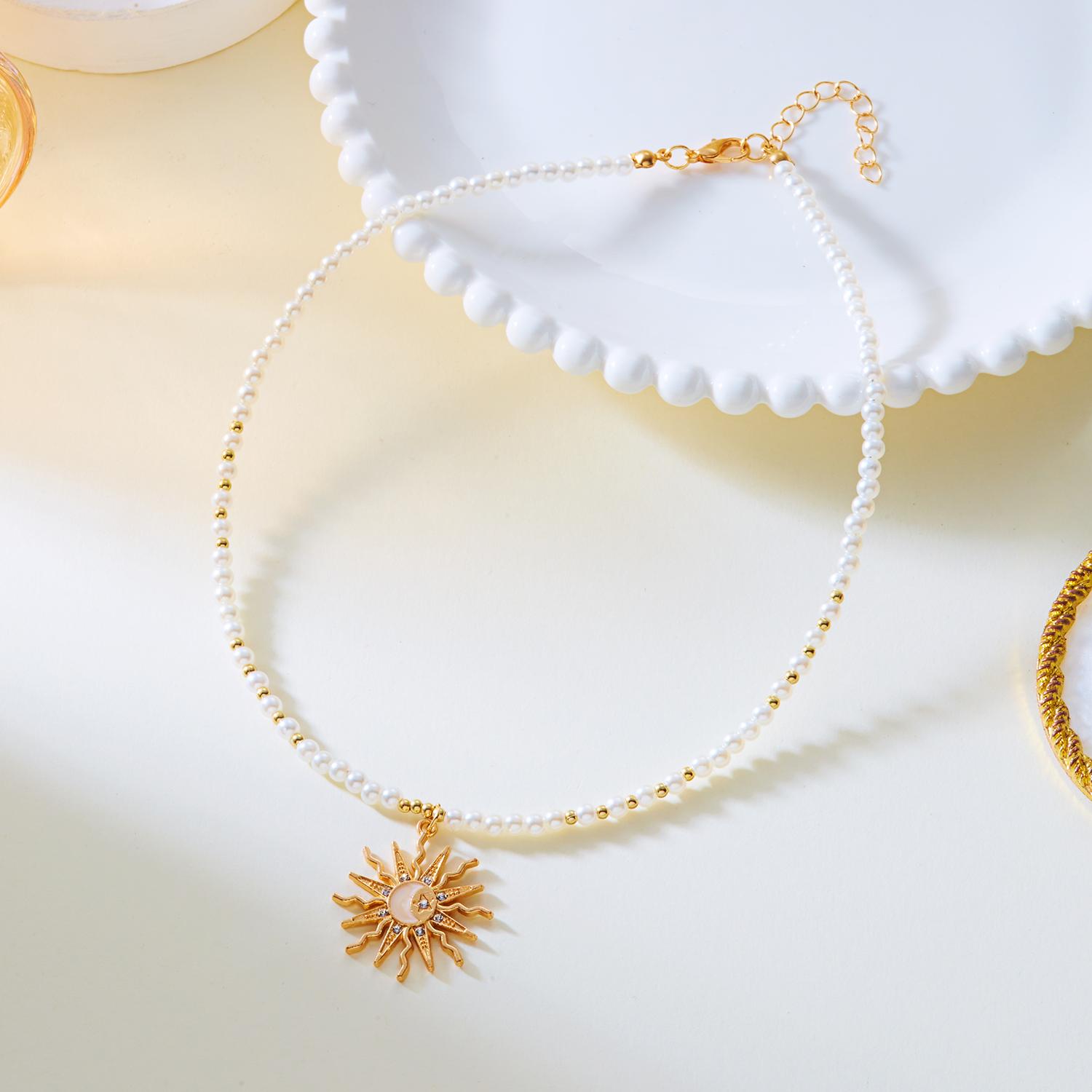 

Elegant Sun Flower Zircon Choker Necklace for Women Fashion Colourful Crystal Beads Rhinestone Chain Charm Party Jewelry Gifts