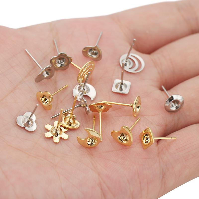 20pcs 3.5mm Stainless Steel Earrings Base Cabochon Settings Bulk Anti Allergy Earring Hooks For Jewelry Making Supplies Findings