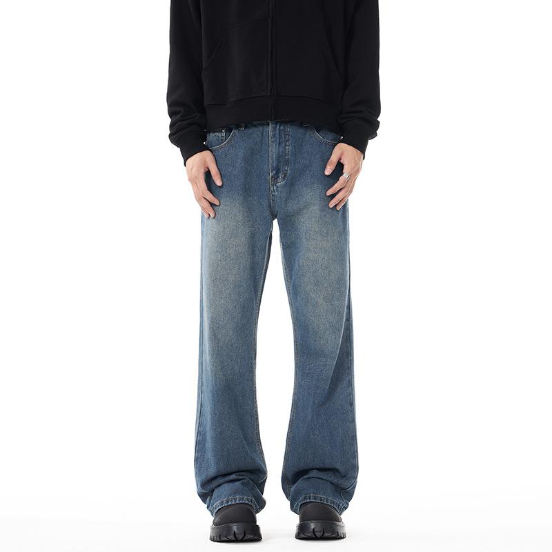 

Джинсы микроклеш в стиле хай-стрит мужские весенне-осенние свободные повседневные расклешенные брюки XXL синий