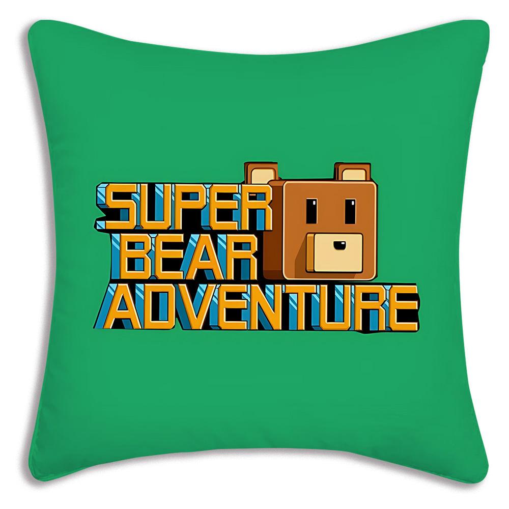 Fundas de almohada de juego S-Super Bear A-Adventure, fundas de cojín decorativas de sofá con estampado de dibujos animados para el hogar, de felpa corta y con estampado a doble cara.