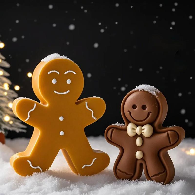 DIY Cartoon Gingerbread Man Silicone Candle Mold Christmas Cookie Chocolate Baking Tool Handmade Soap Candle Making Supplies