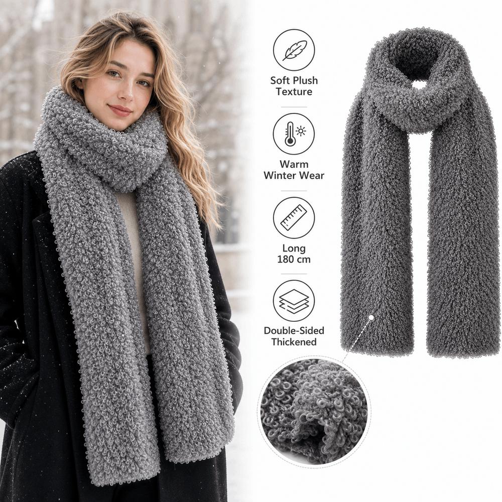 Thickened Plush Scarf Faux Sherpa Neck Scarf New Neckerchief Wrap Women Girl