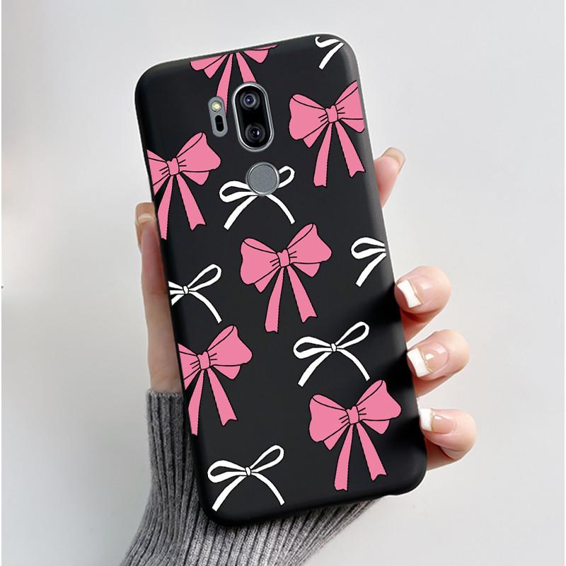 Case For LG G7 ThinQ Casing G710EM Cute Love Rabbit Funny Cartoon Ultra Slim TPU Black Silicone Soft Case LG G7 Plus Phone Cover