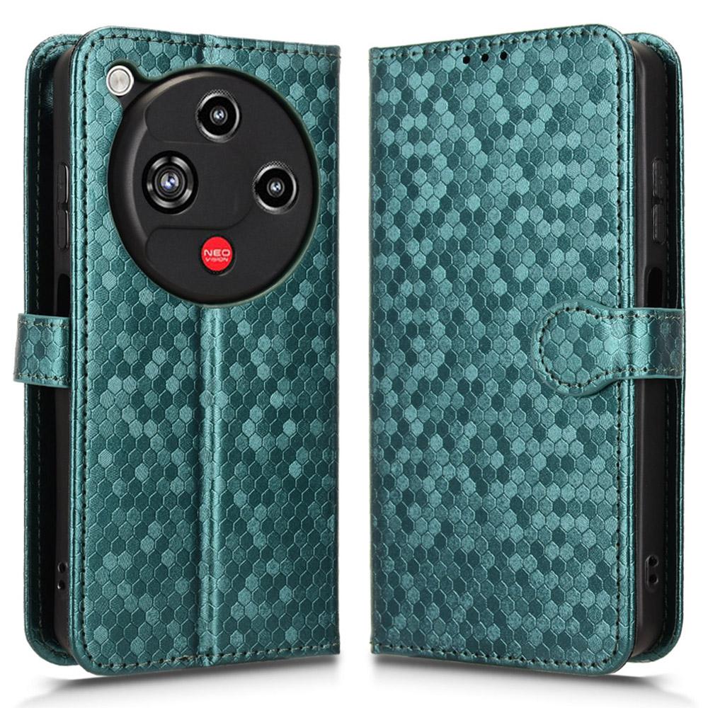 

For ZTE nubia Focus 2 5G Wallet Case Dot Pattern Imprint PU Leather Phone Cover with Wrist Strap