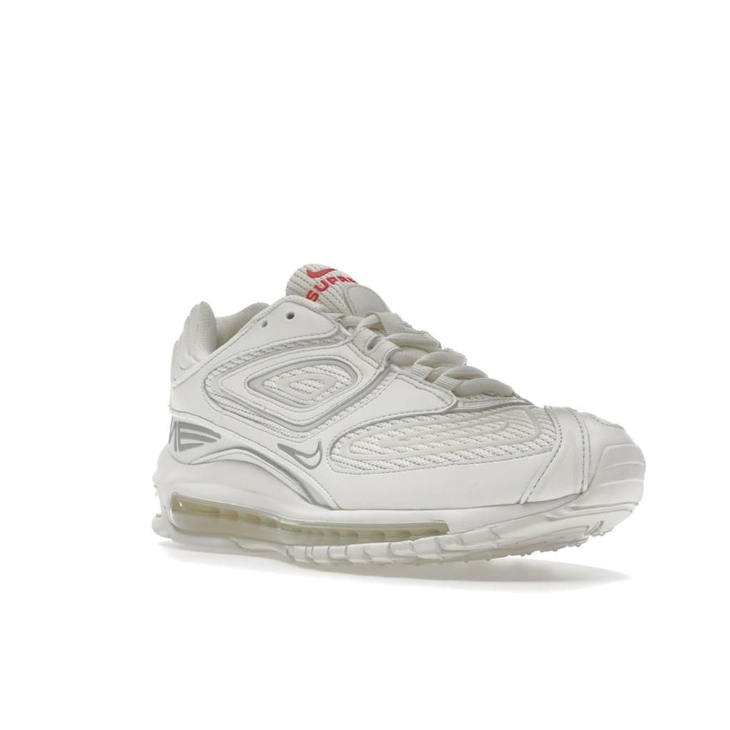 Supreme x Nike Air Max 98 TL SP Branco Tênis Unissex Prata Metálico Vela DR1033-100