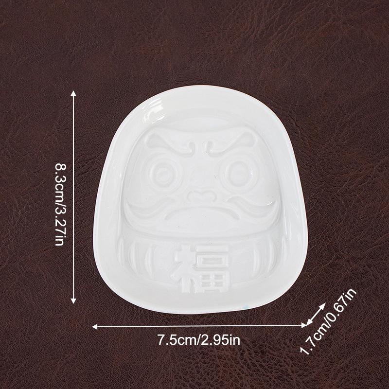 Japanese Ceramic Daruma Sauce Dish Seasoning Dish Small Plate Cone Incense Tray Cone Insences Burner Holder Home Desk Decor
