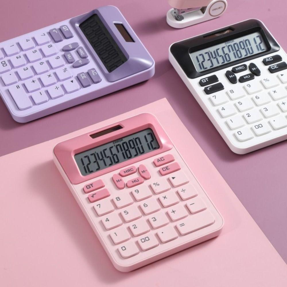 

12-Digit Math Calculator Dual Power Supply 12-Digit Calculator Students зелений
