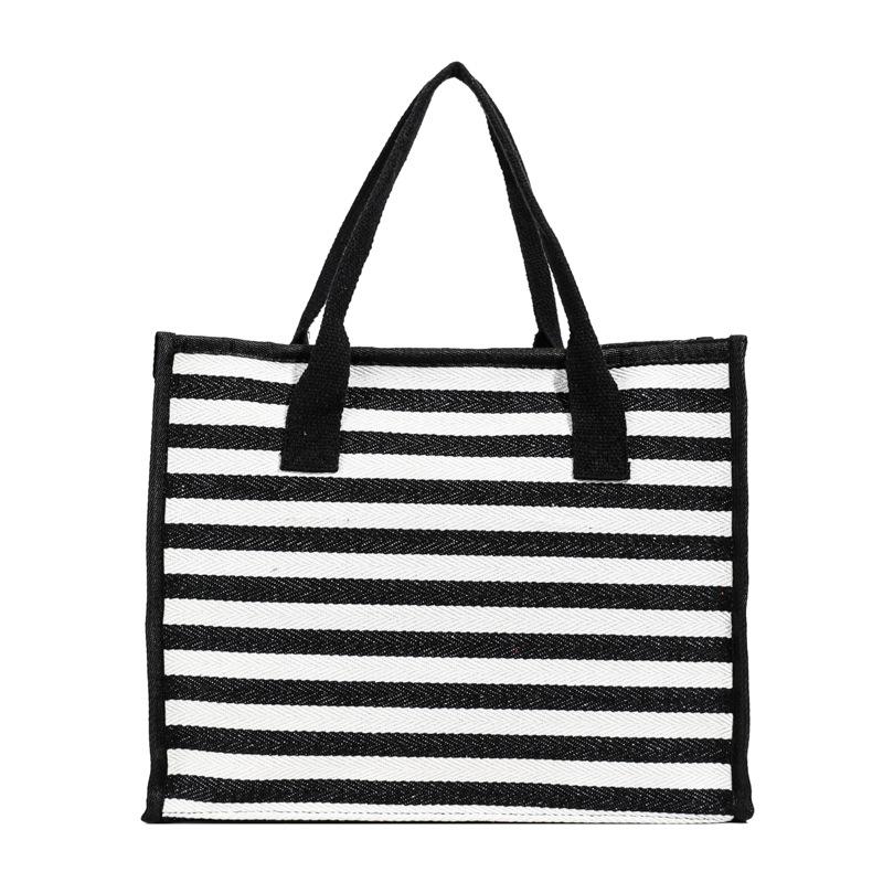 Ins Handbag Large-capacity Bag Women's 2025 New Trendy Striped Tote Bag Casual Commuter Shoulder Canvas Bag