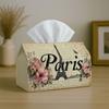 1pc Offers Two Size Options for a Vintage Paris Tower Tissue Box Featuring Floral Letters. This Retro City-Themed Napkin Storage Organizer Is Perfect 