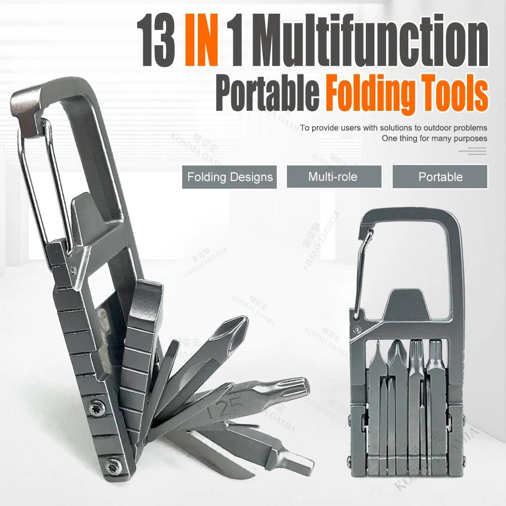 13-in-1 Multifunction Stainless Steel Pocket Tool Folding Outdoor Tools Corkscrew Screwdriver Wrench Knife Keychain Repairs Tool