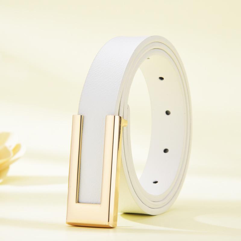 Women'S Thin Belt Casual Smooth Buckle Belt Women'S Decoration With Suit Pants Dress Jeans
