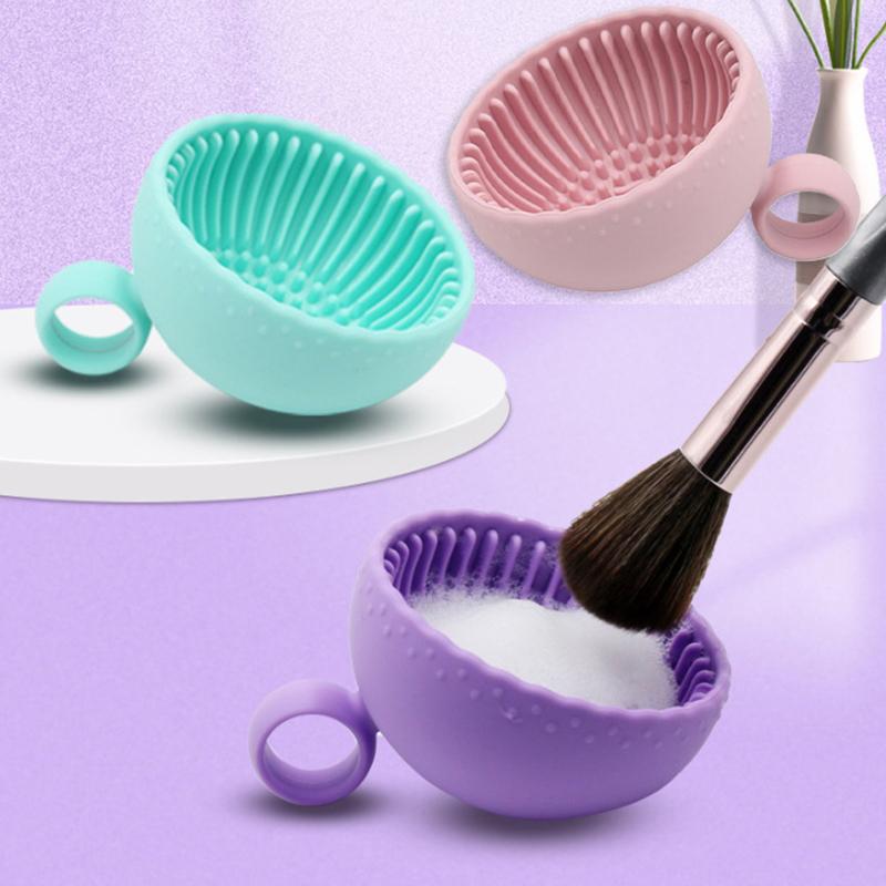 Silicone Makeup Brush Cleaner Powder Puff Cleaning Bowl Eyeshadow Brushes Wash Clean Mat Beauty Tools Soft Silicone Scrubber Box