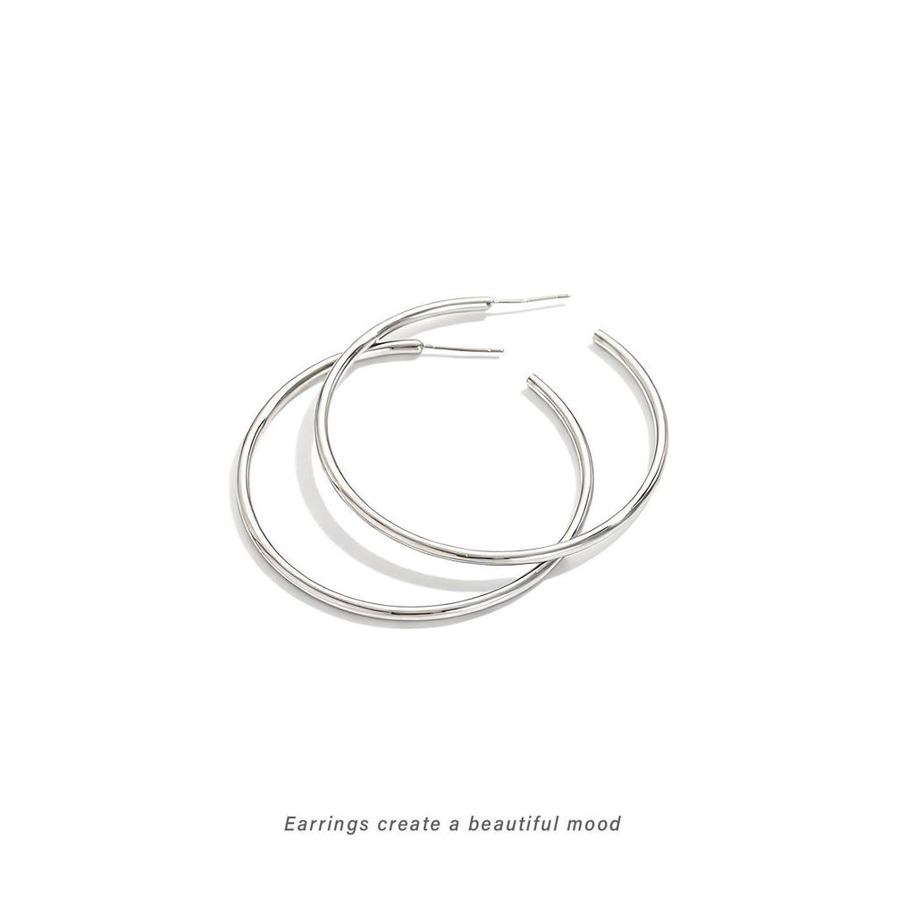 Y2K Millennium Silver Tone Hoop Ear Clips for Women - Cool, No Piercing, Large Round Earrings, European-American Style Aesthetic