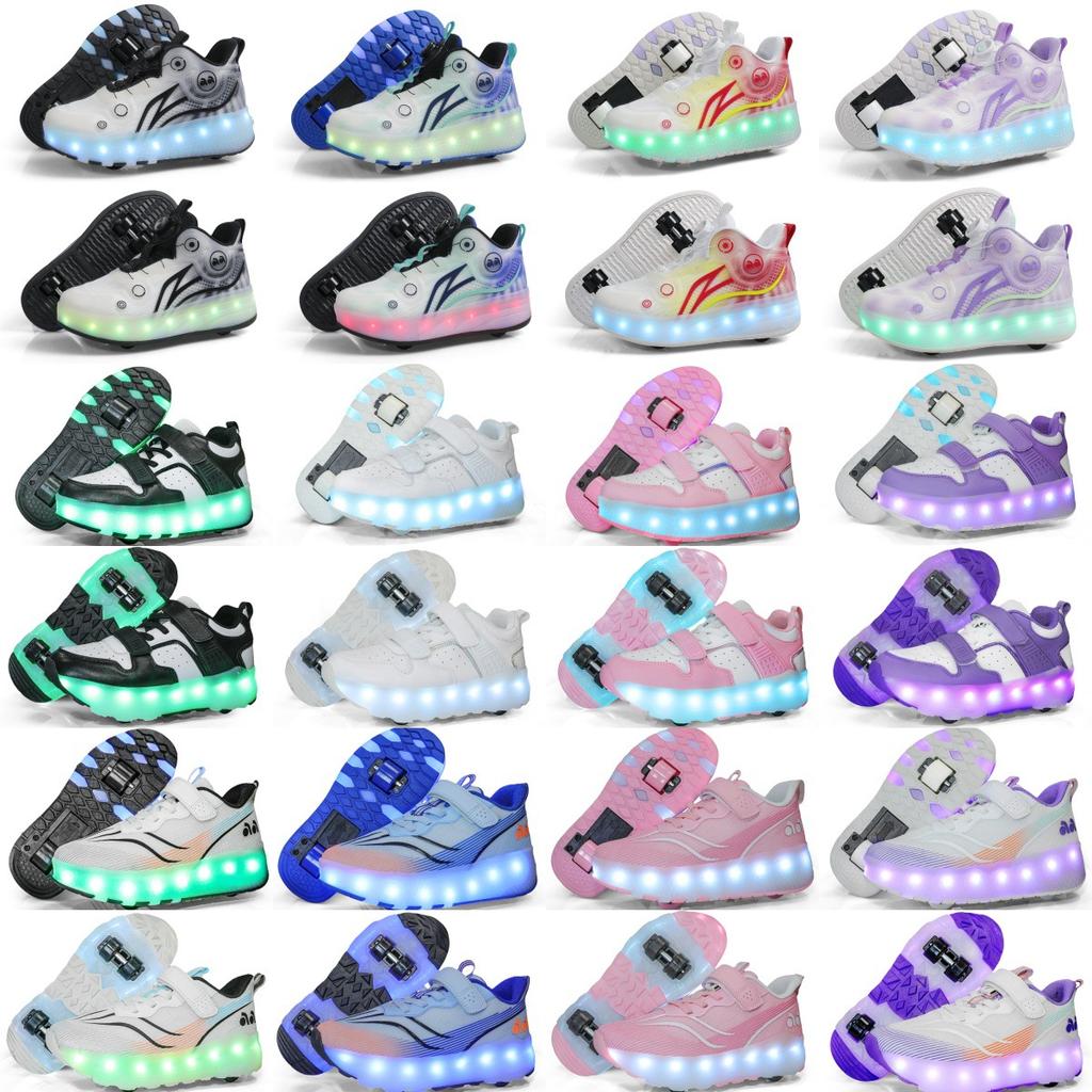 Nové 2025 přímý prodej chlapecké a dívčí zatahovací boty na kolečkách dvoukolečkové čtyřkolečkové odnímatelné kolečkové brusle pro dospělé