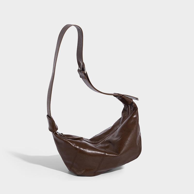 

Крутая сумка 2025 новая ретро ленивый ветер на плечо сумка-пельмень премиальная кожа с масляной восковой пропиткой сумка-мессенджер кофейный