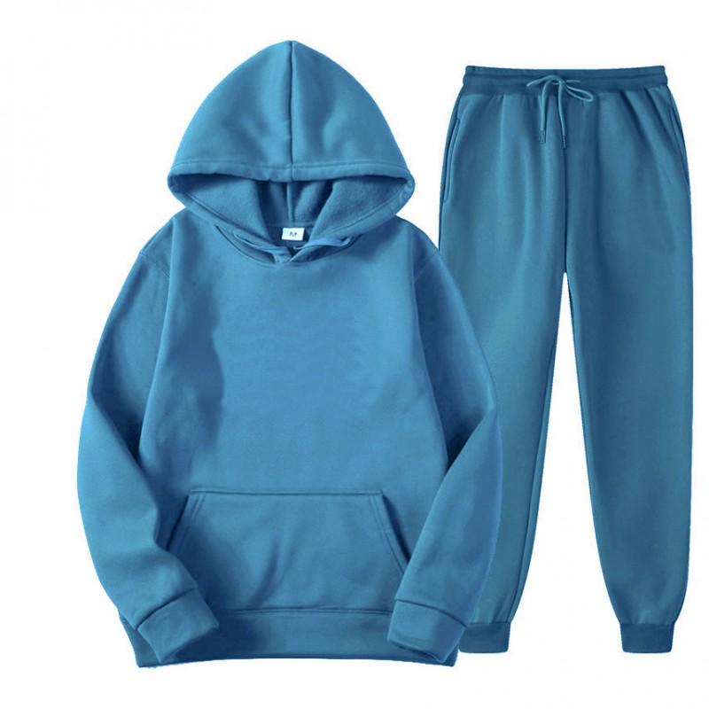 Einfarbiges Hoodie-Set Herren Damen Freizeit-Sportbekleidung Schlichtes Sweatshirt Jogginghose