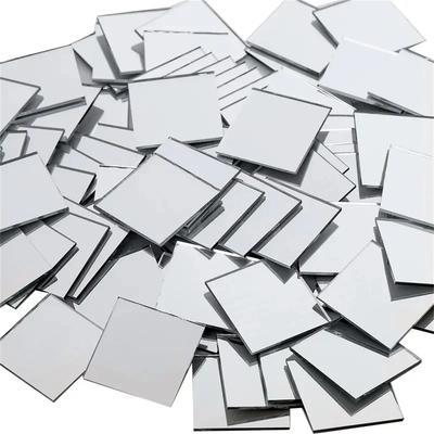 50pcs Mini Square Silver 4cm Acrylic Mirror Tiles Stickers Mall Adhesive Mosaic for DIY Crafts Art Supplies Home Wall Door Decor