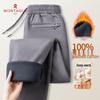 MONTAGUT Men's Washed Cotton Fleece-Lined Casual Pants
