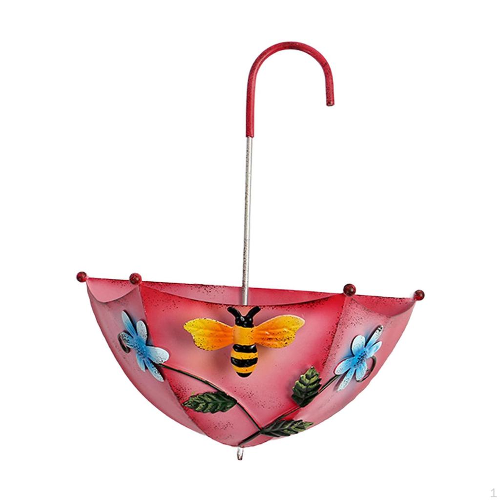 Hanging Bird Feeder Umbrella Shaped Food Container Metal for Balcony