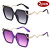 Protective Glasses 2pcs Large Frame Square Sunglasses Women Metal Frame Eyewear Gradient Design Ladies Snake Decoration Glasses