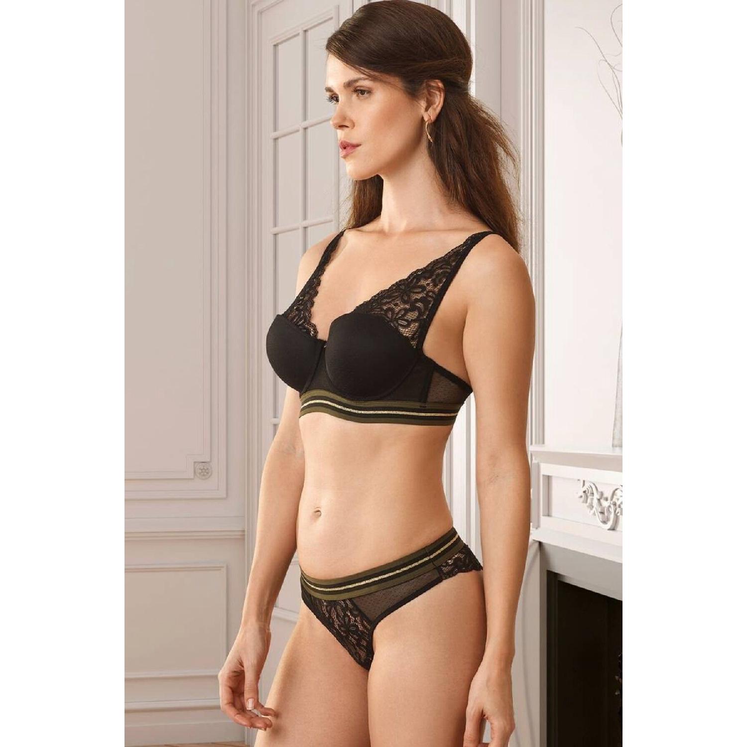 

Woman Double Push Up Bralette Bra Set 75B зелений