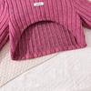 Rochie vestă hanorac tricotată cu nervuri pentru fete, toamna 2025