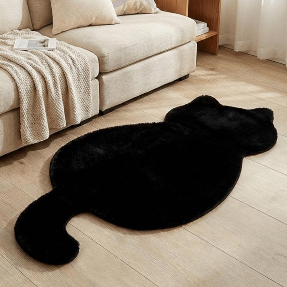Cartoon Faux Rabbit Fur Rug Solid Color Cat Shape Rug Decorative Living Room Bedroom Carpets Bedside Mat Fluffy Carpet Gifts