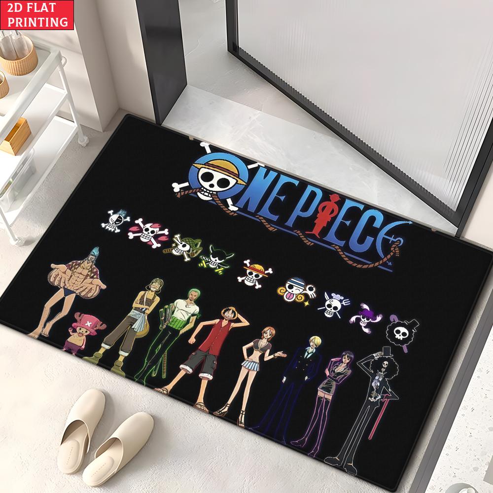 Anime Straw Hat Crew Doormat, Cartoon Pirate Non-slip Floor Mat, Decorative Entrance Rug for Home Living Room Bedroom Game Room