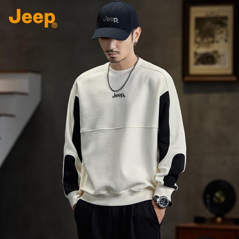 Jeep Men's Trendy Patchwork Loose-Fit Sweatshirt