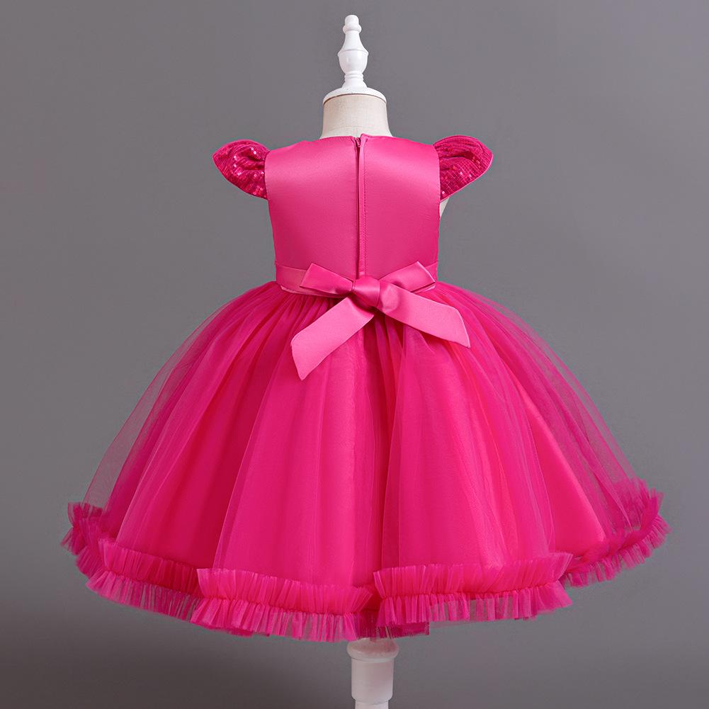 Mädchenkleid Kurzarm Pailletten Blume Puffig Prinzessin Kuchenkleid Gehen Bankett Geburtstagsparty Ballkleider 930 Lieblingskleid des kleinen Mädchens Kleider