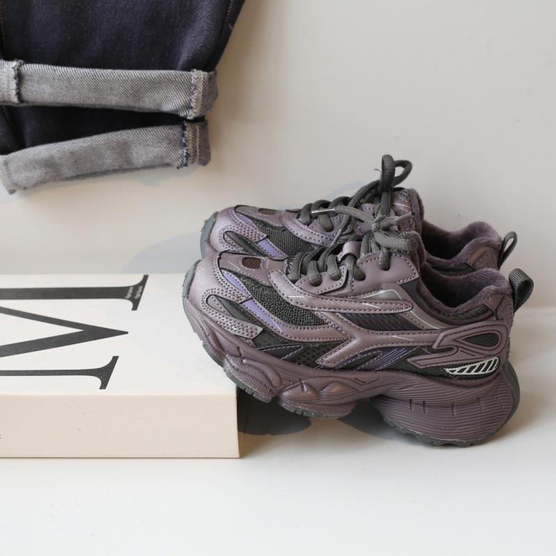 

Girls Lightweight Dad Sneakers - 2025 Autumn/Winter: Plush, Warm, Thickened Running Shoes for Kids Size 26