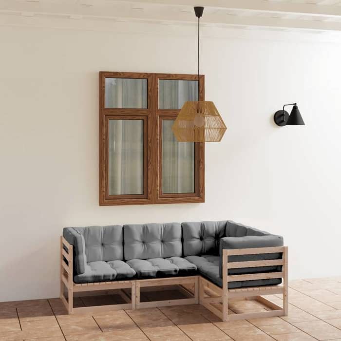 Maison Exclusive - Salon de jardin 4 pcs avec coussins Bois de pin massif