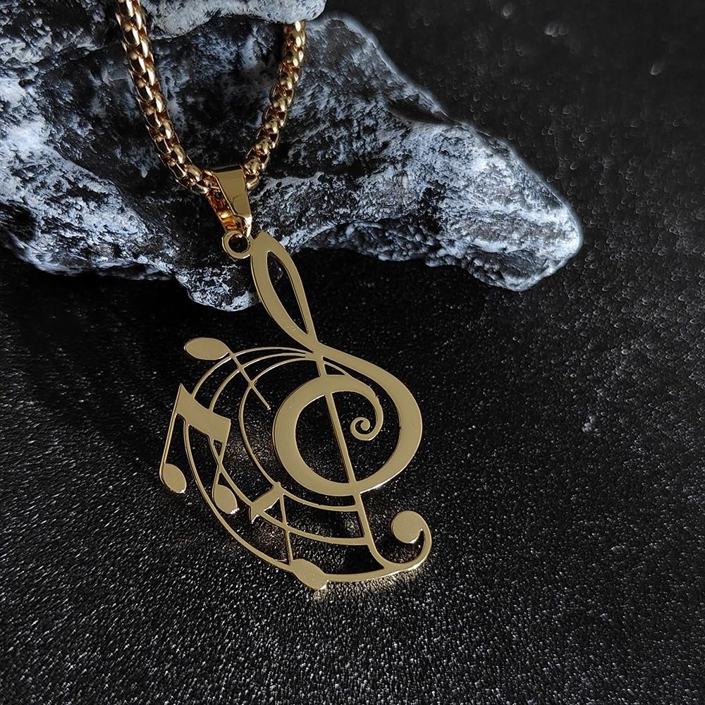 Lightweight Treble Clef Necklace Hollow Design Musical Note Charm Pendant Jewelry  Music Lovers