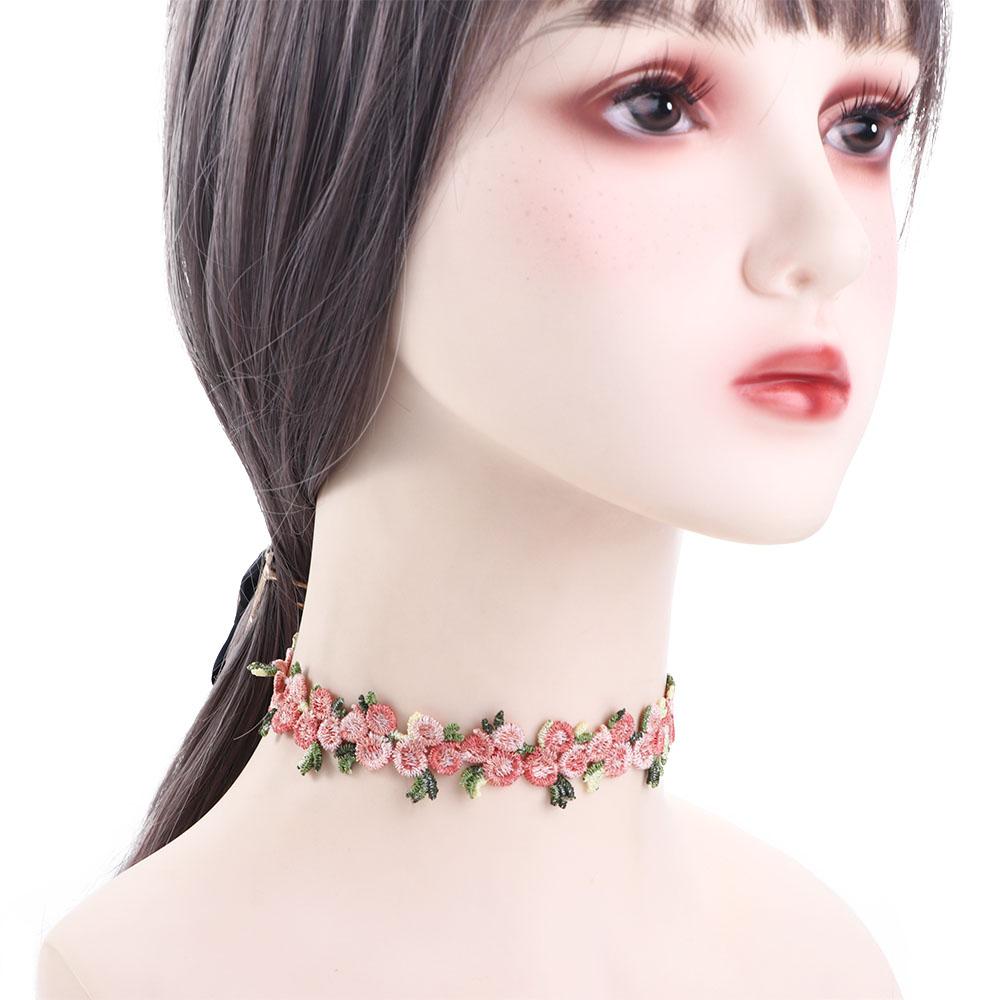 Gifts Girls Romantic Floral Sweet Embroidery Choker Chain Jewelry Clavicle Chain Flower Necklace