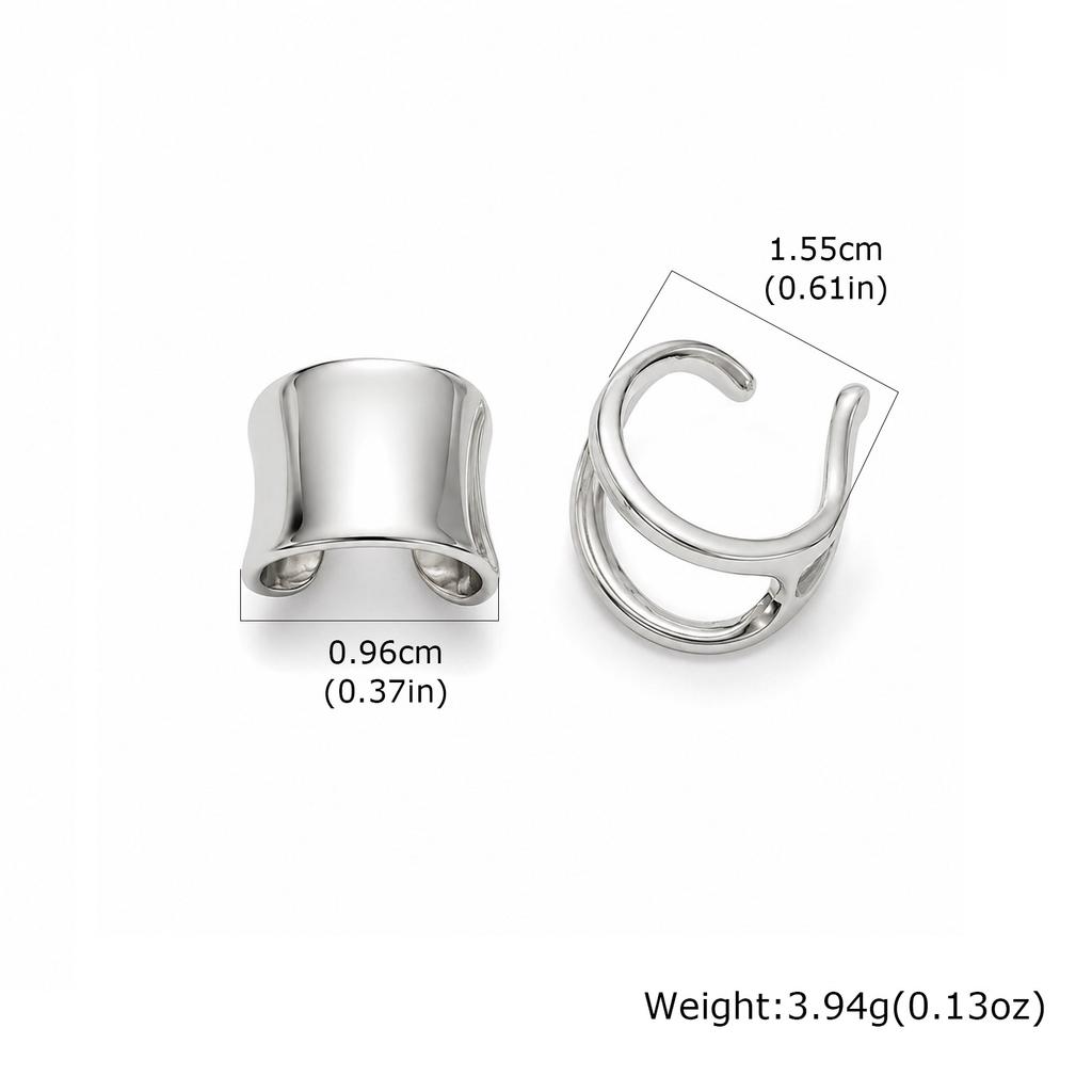 Ear Cuff Set Non Piercing for Women, Gold Plated Helix Cartilage Clip, Waterproof Wide Dome Hollow Double Row Wire Earrings