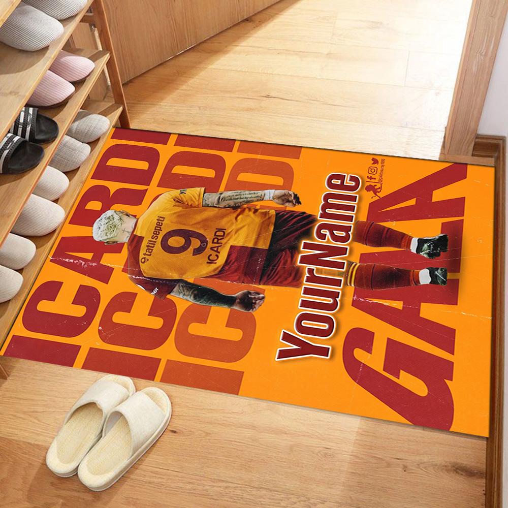 Galatasaray 360 Customized Name Floor Rug Office Rug Design for Dining Room Game Room Balcony Dormitory Anti-slip Rug Office Home Decor