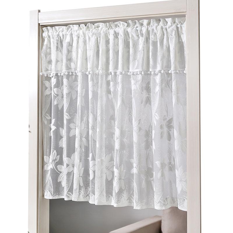 

1 шт. Полузанавеска Минималистичный Белый Кружевной Для Дверей Кухни Короткая Занавеска Очаровательная Кисточка-Подхват Без Сверления Цветочный Полупрозрачный Декор для Шкафа 85*120cm